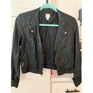 Black Moto Faux Leather Jacket